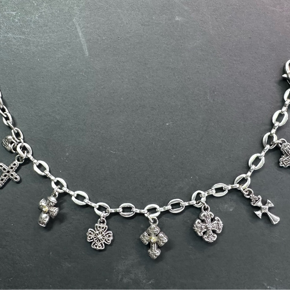 Brighton Silver Cross Charm Bracelet with Elegant Motifs